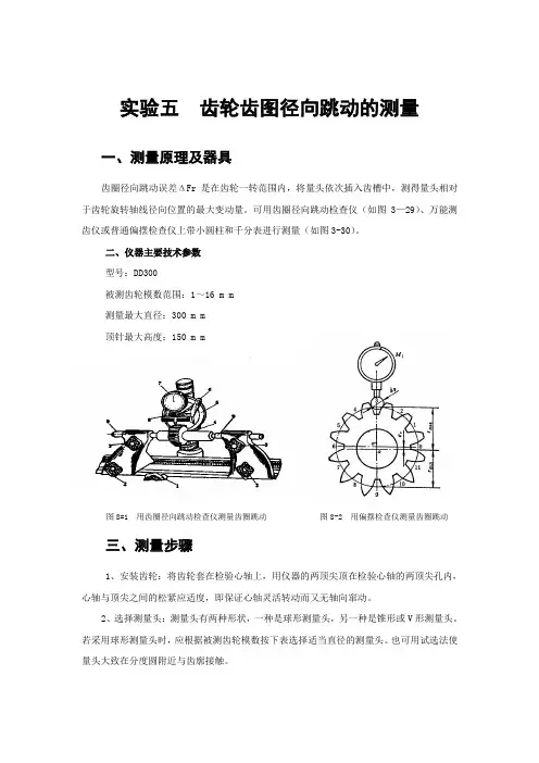 实验五  齿轮齿图径向跳动的测量