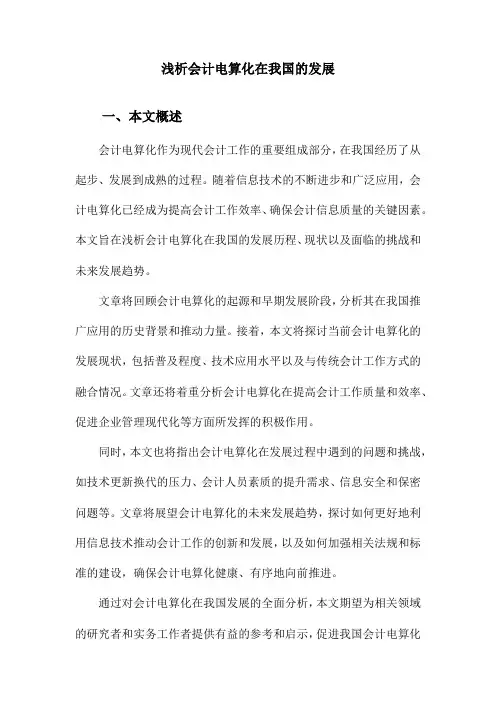 浅析会计电算化在我国的发展