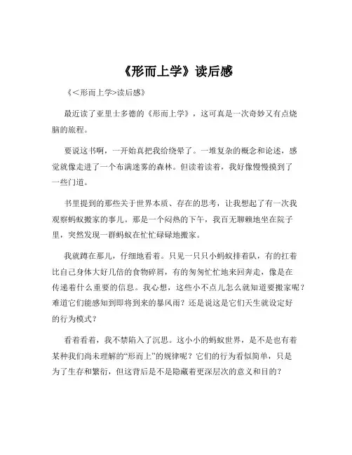 《形而上学》读后感
