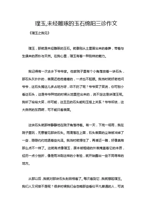 璞玉,未经雕琢的玉石绵阳三诊作文