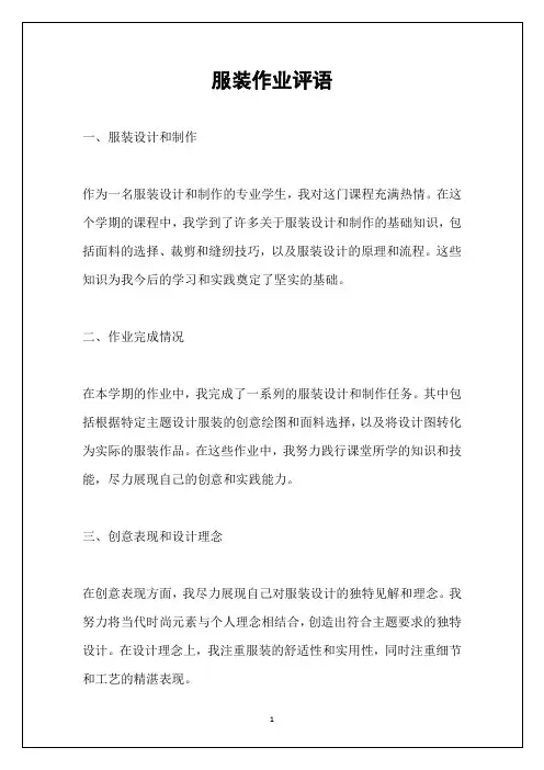服装作业评语