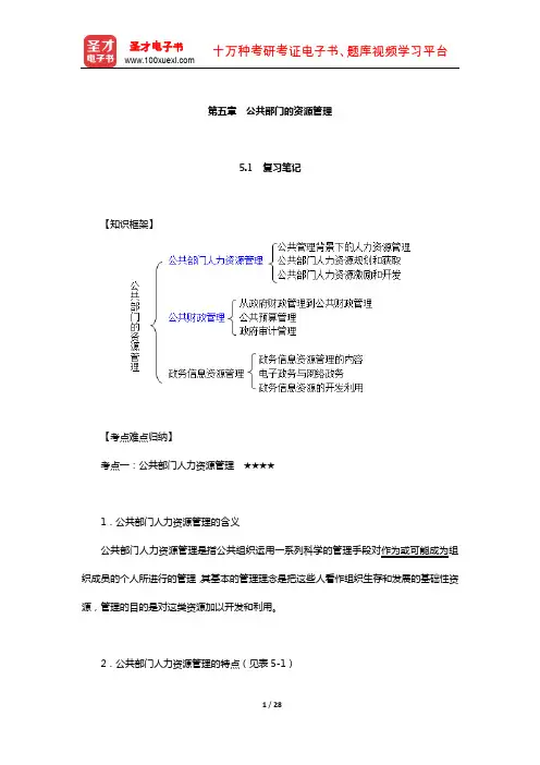 张康之《公共管理学》(第2版)笔记和课后习题详解(公共部门的资源管理)