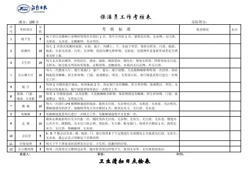 保洁员工作考核表
