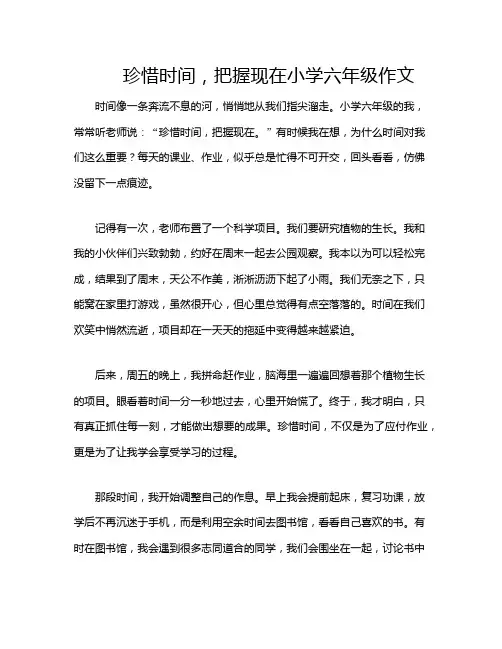 珍惜时间,把握现在小学六年级作文