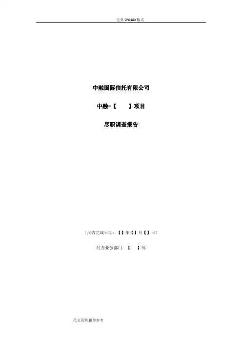 政信类信托项目尽调的报告模板