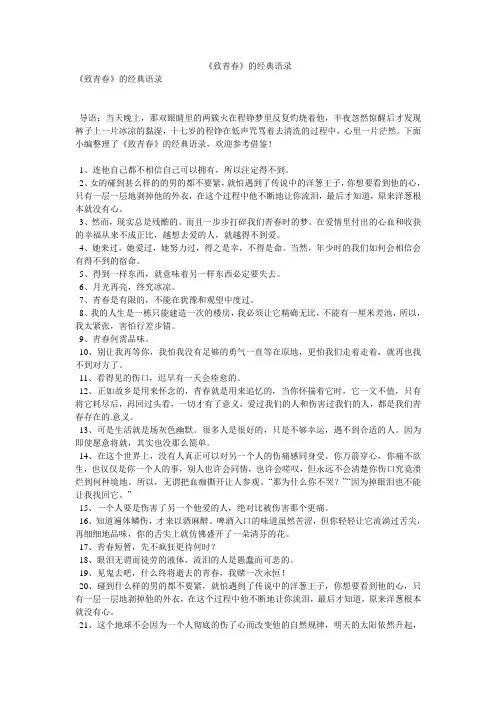 《致青春》的经典语录