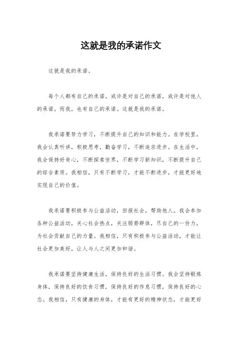这就是我的承诺作文