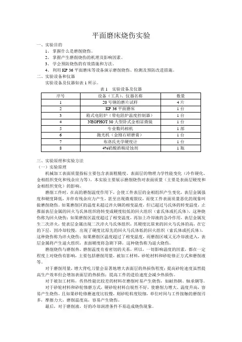 磨削烧伤实验报告