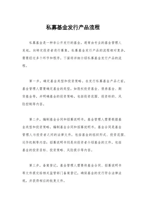 私募基金发行产品流程