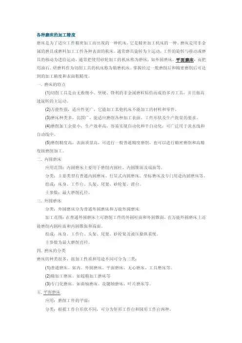 磨床及其特点