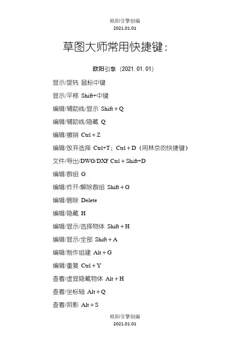 草图大师常用快捷键1之欧阳引擎创编