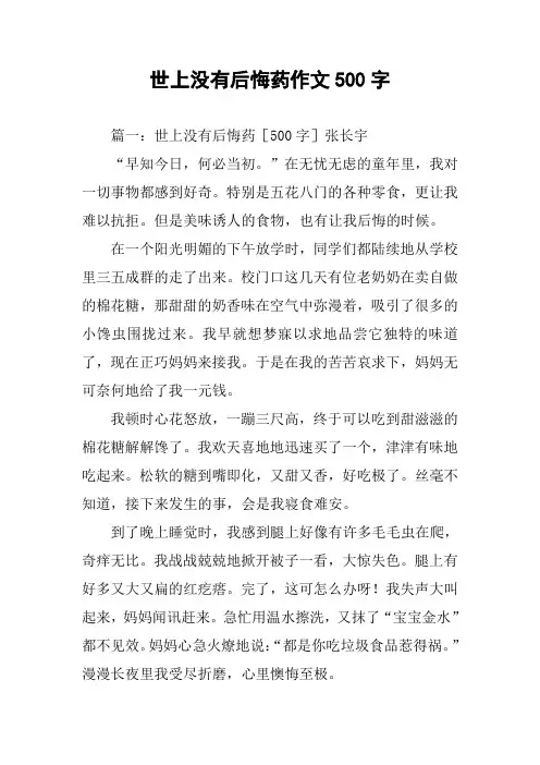 世上没有后悔药作文500字