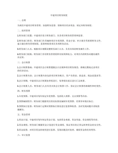 中建项目财务制度