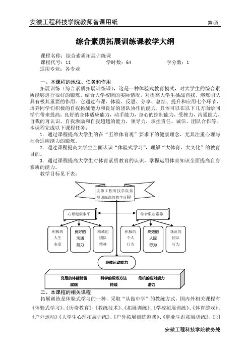 体育综合素质训练课教学大纲-安徽工程大学