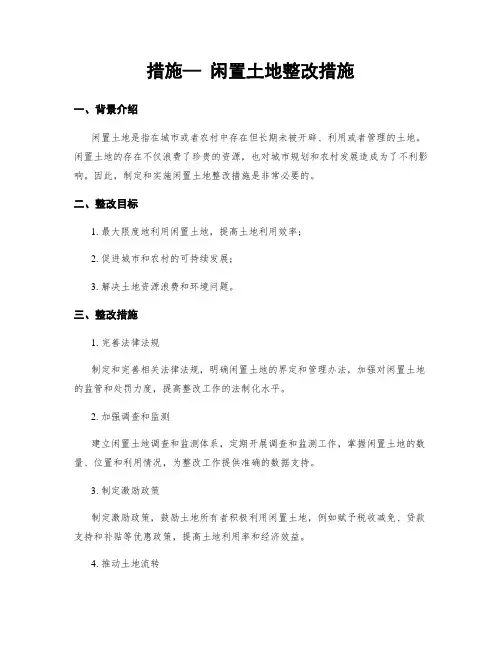 措施— 闲置土地整改措施