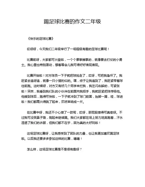 踢足球比赛的作文二年级
