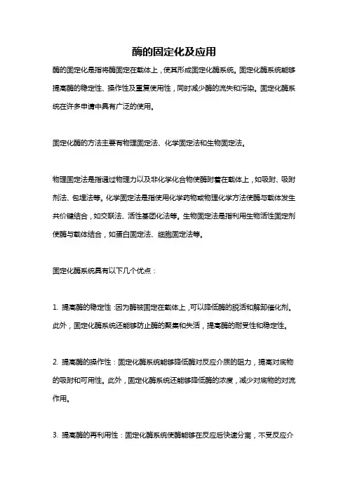 酶的固定化及应用