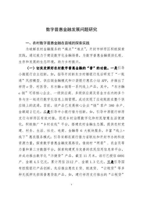 数字普惠金融发展问题研究