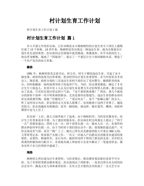村计划生育工作计划