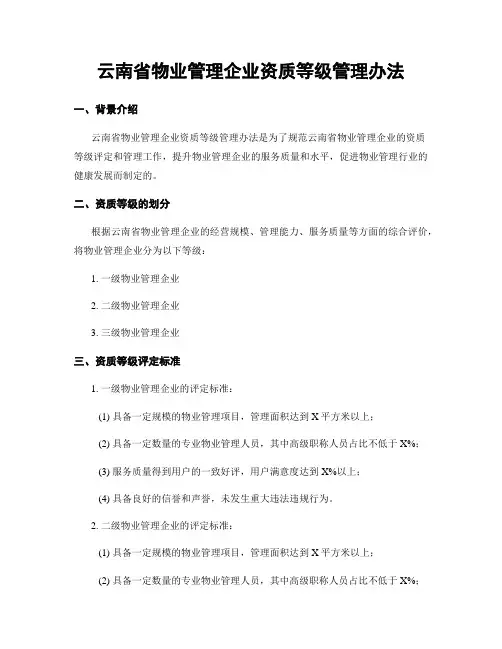 云南省物业管理企业资质等级管理办法