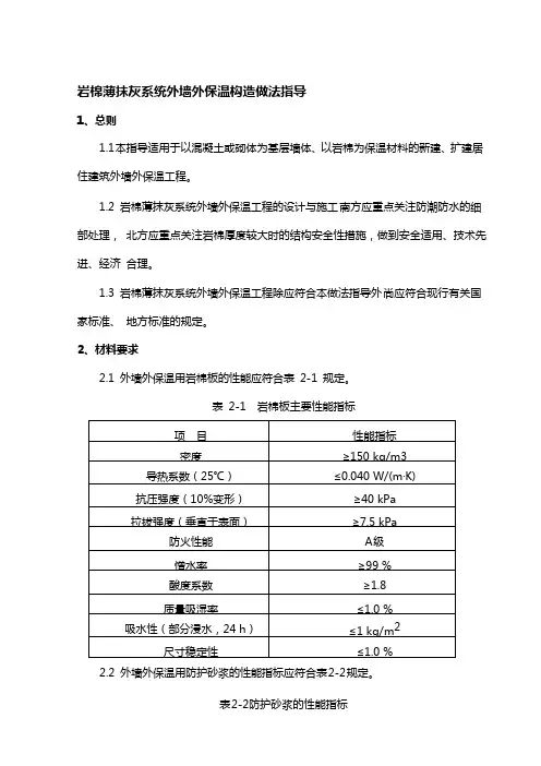 岩棉薄抹灰系统外墙外保温施工工艺标准