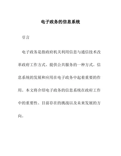 电子政务的信息系统