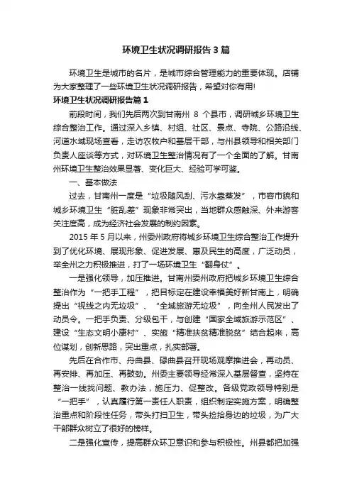 环境卫生状况调研报告3篇