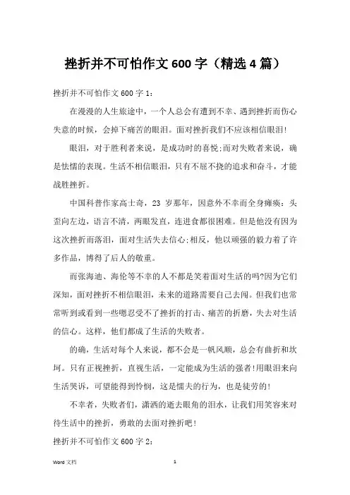 挫折并不可怕作文600字(精选4篇)