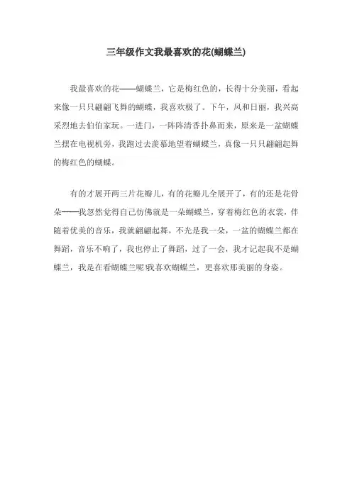 三年级作文我最喜欢的花(蝴蝶兰)