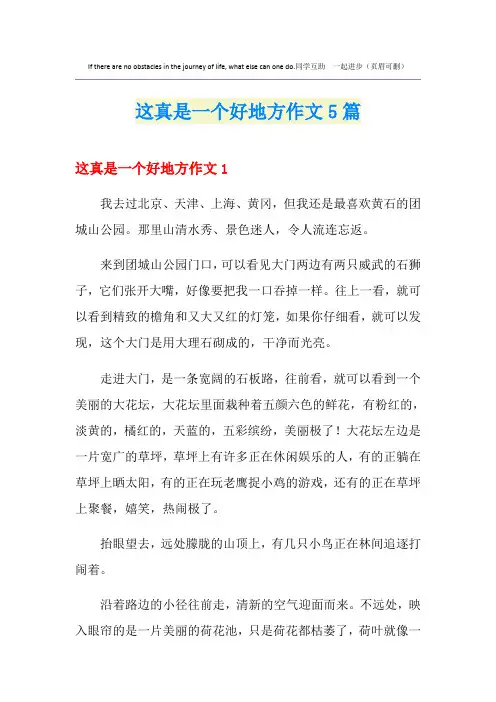 这真是一个好地方作文5篇