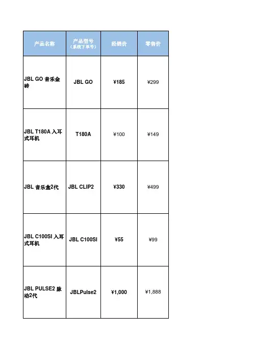 JBL全系列报价