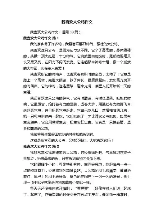 我喜欢大公鸡作文（通用38篇）
