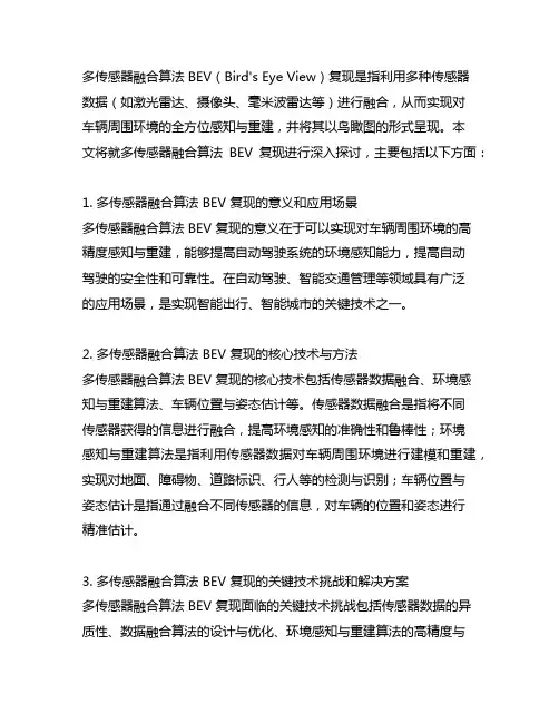 多传感器融合算法 bev复现