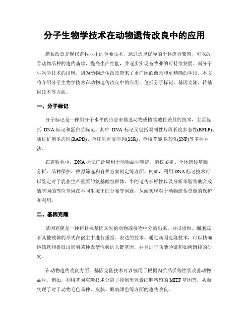 分子生物学技术在动物遗传改良中的应用