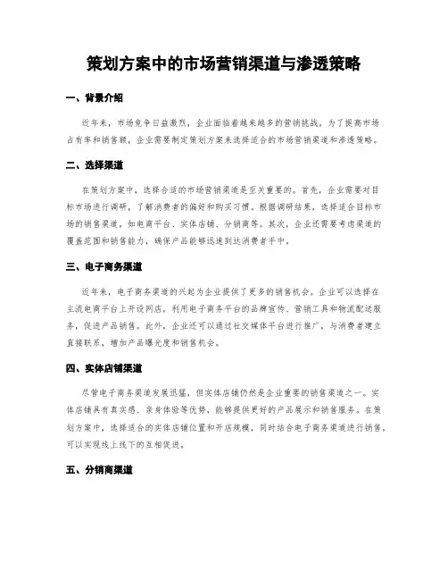 策划方案中的市场营销渠道与渗透策略