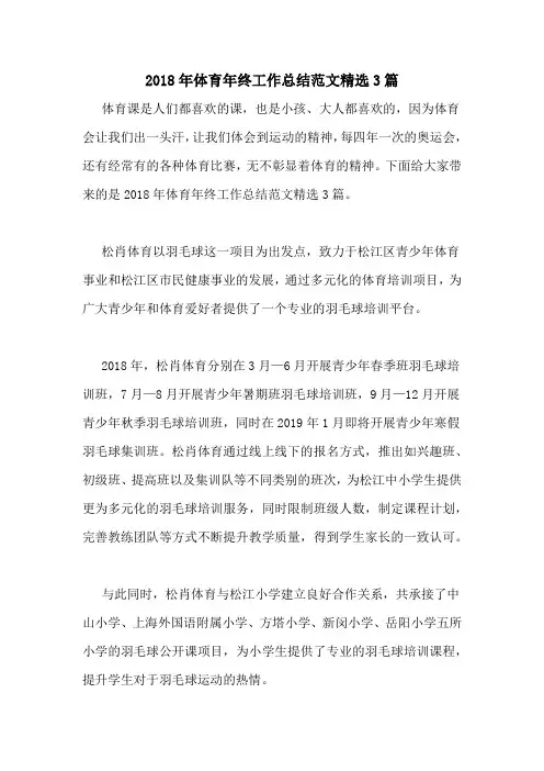 2018年体育年终工作总结范文精选3篇