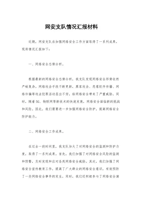 网安支队情况汇报材料