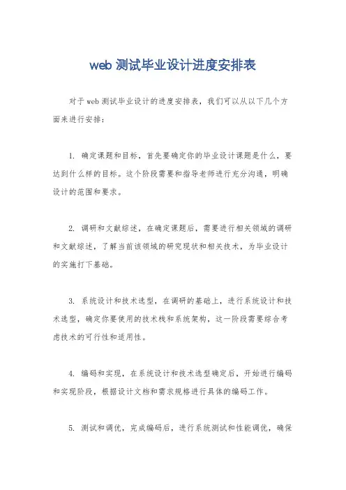 web测试毕业设计进度安排表
