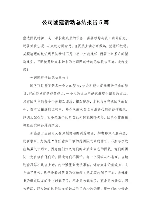 公司团建活动总结报告5篇