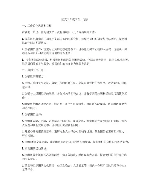 团支书年度工作计划表