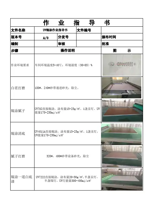 UV辊涂作业指导书12.14