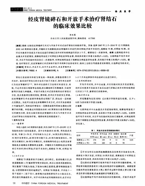 经皮肾镜碎石和开放手术治疗肾结石的临床效果比较