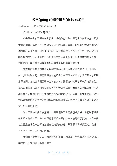 公司成立策划书