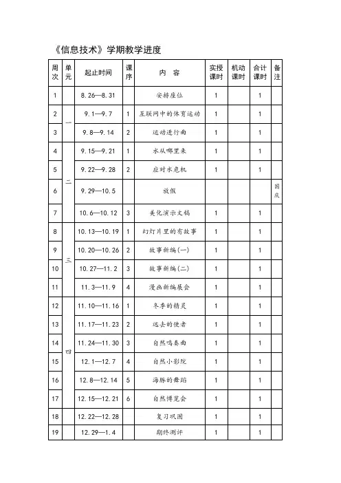 西交大版 信息技术  五年级上册教案