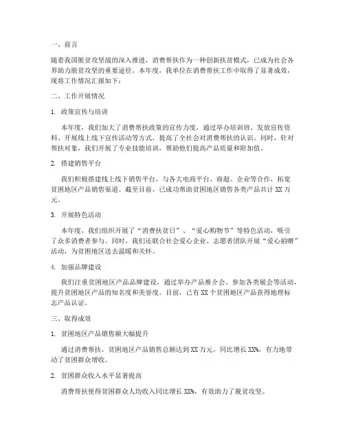 消费帮扶汇报总结范文