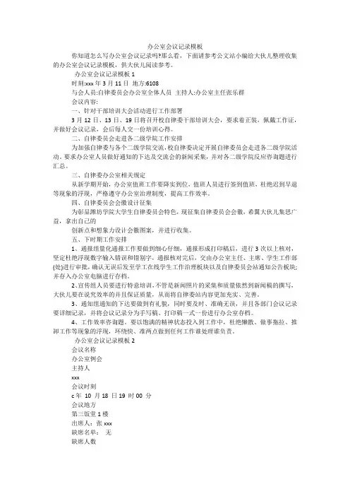 办公室会议记录模板