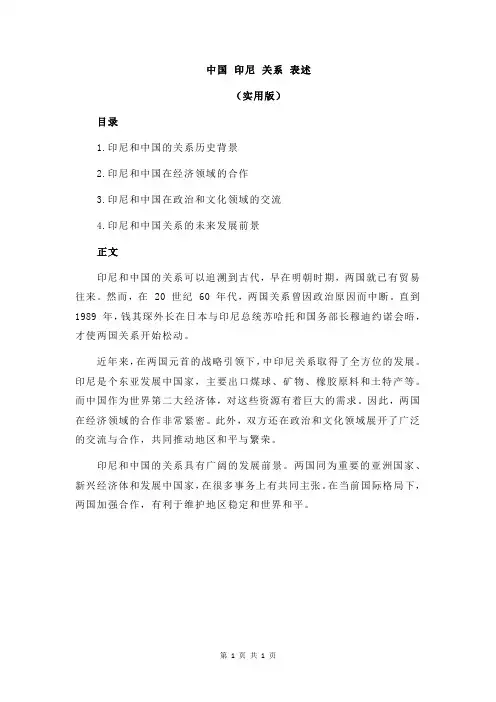 中国 印尼 关系 表述