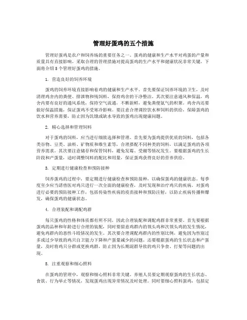 管理好蛋鸡的五个措施