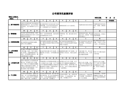 公司领导民意测评表