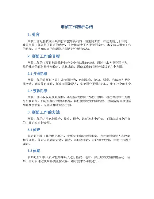 刑侦工作剖析总结